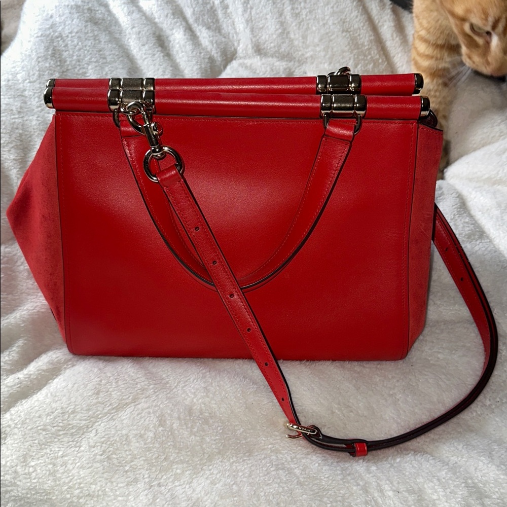 Coach special edition Selena Gomez Cherry Red Leather 2 way Bag - Picture 5 of 16